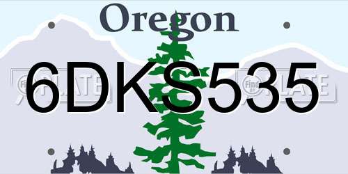 6DKS535 Oregon License Plate