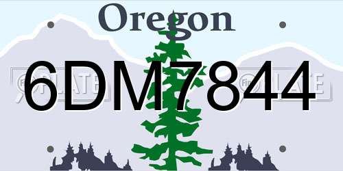 6DM7844 Oregon License Plate