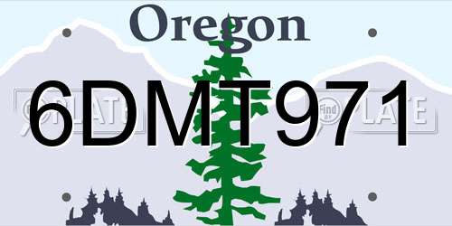 6DMT971 Oregon License Plate
