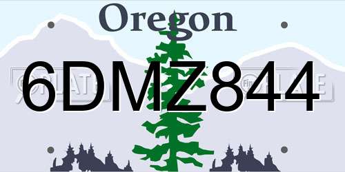 6DMZ844 Oregon License Plate