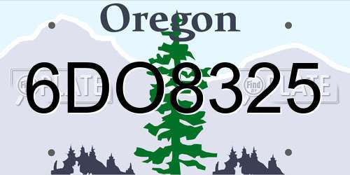 6DO8325 Oregon License Plate