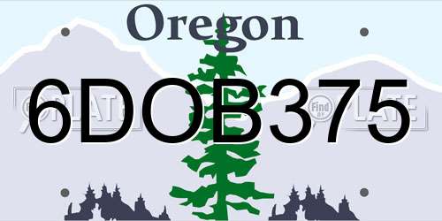 6DOB375 Oregon License Plate