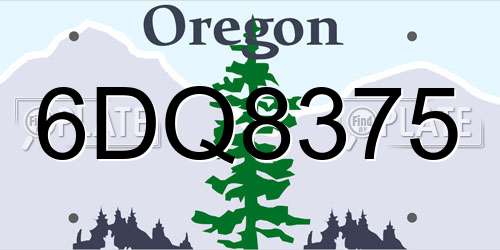 6DQ8375 Oregon License Plate