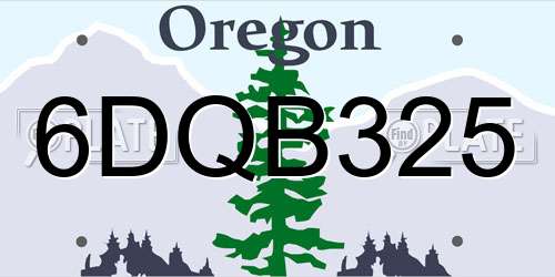 6DQB325 Oregon License Plate
