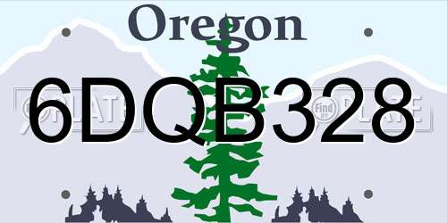 6DQB328 Oregon License Plate