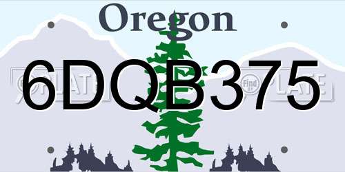 6DQB375 Oregon License Plate