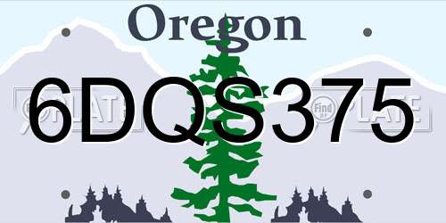 6DQS375 Oregon License Plate