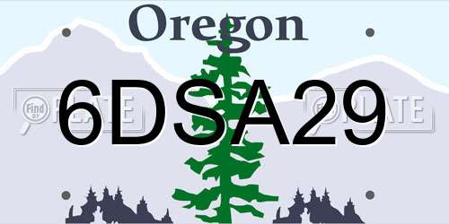 6DSA29 Oregon License Plate