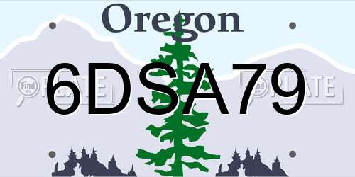6DSA79 Oregon License Plate