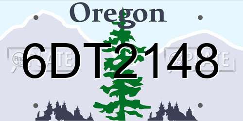 6DT2148 Oregon License Plate