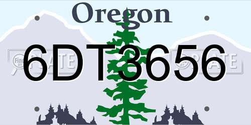 6DT3656 Oregon License Plate
