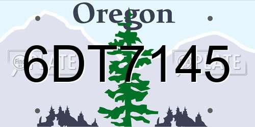 6DT7145 Oregon License Plate