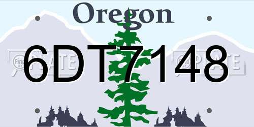 6DT7148 Oregon License Plate