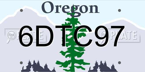 6DTC97 Oregon License Plate