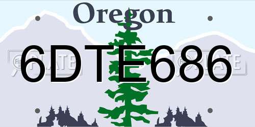 6DTE686 Oregon License Plate