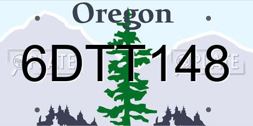 6DTT148 Oregon License Plate