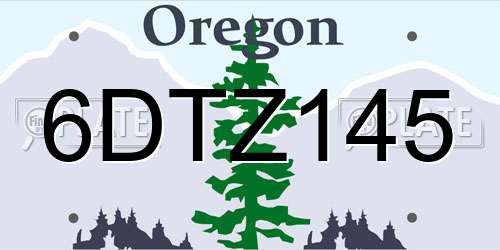6DTZ145 Oregon License Plate