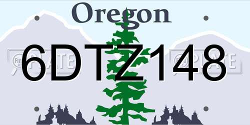 6DTZ148 Oregon License Plate