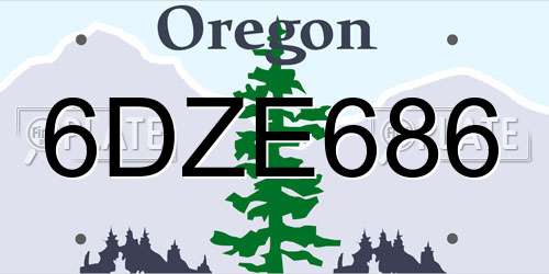 6DZE686 Oregon License Plate