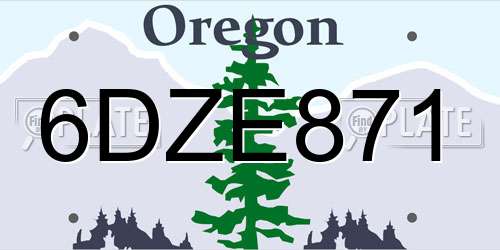 6DZE871 Oregon License Plate