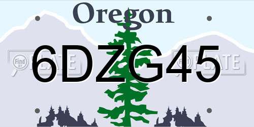 6DZG45 Oregon License Plate