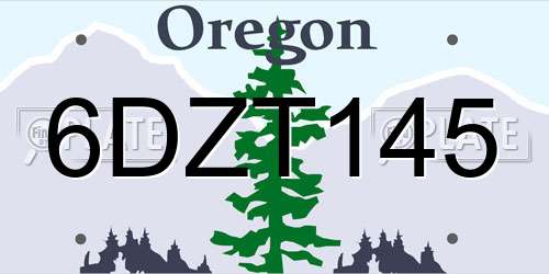 6DZT145 Oregon License Plate
