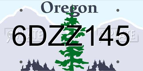 6DZZ145 Oregon License Plate