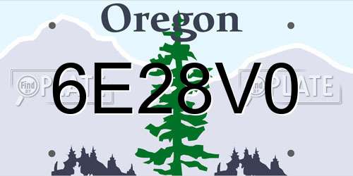 6E28V0 Oregon License Plate