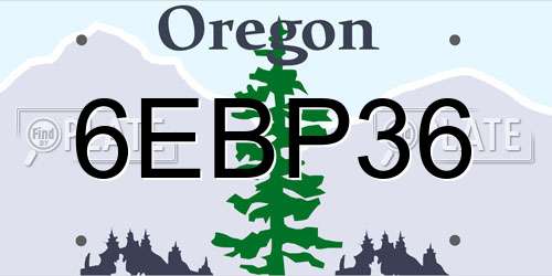 6EBP36 Oregon License Plate