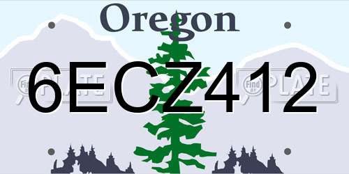 6ECZ412 Oregon License Plate