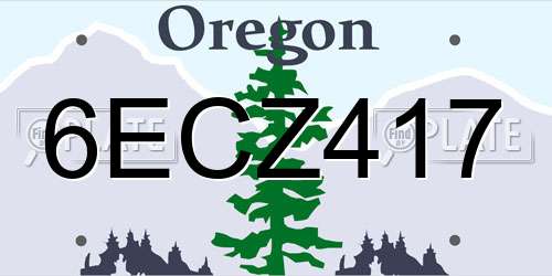 6ECZ417 Oregon License Plate