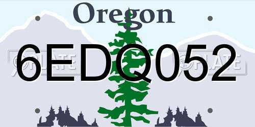 6EDQ052 Oregon License Plate