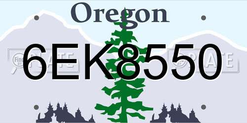 6EK8550 Oregon License Plate