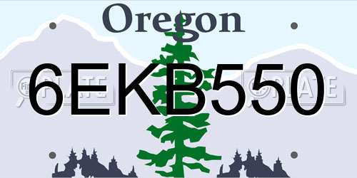 6EKB550 Oregon License Plate
