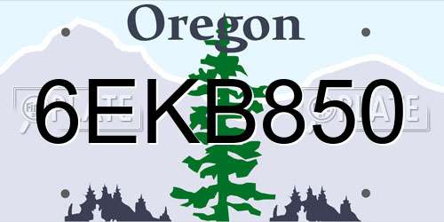 6EKB850 Oregon License Plate
