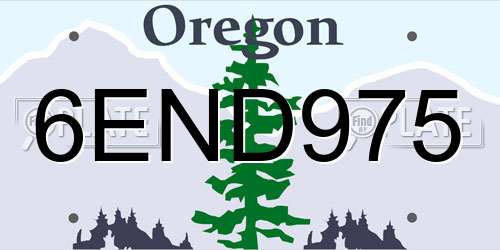 6END975 Oregon License Plate