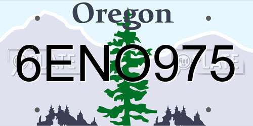 6ENO975 Oregon License Plate