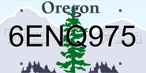 6ENQ975 Oregon License Plate
