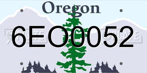 6EO0052 Oregon License Plate