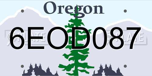 6EOD087 Oregon License Plate