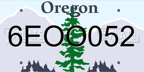 6EOO052 Oregon License Plate