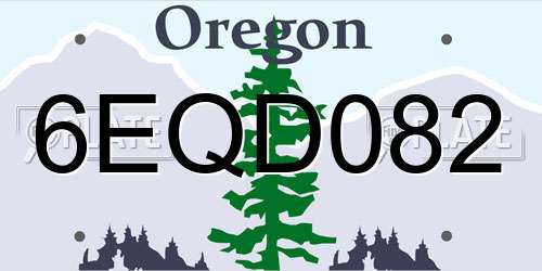6EQD082 Oregon License Plate