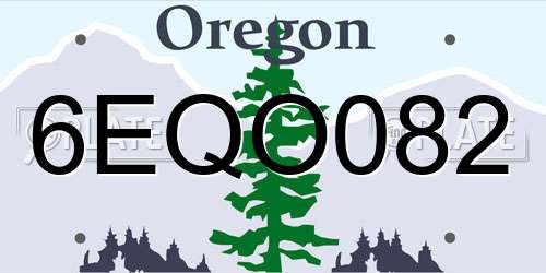 6EQO082 Oregon License Plate