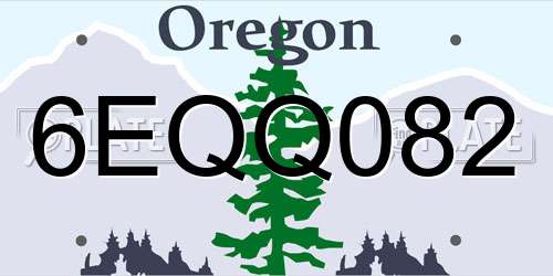 6EQQ082 Oregon License Plate