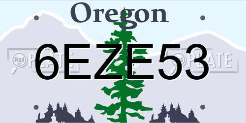 6EZE53 Oregon License Plate
