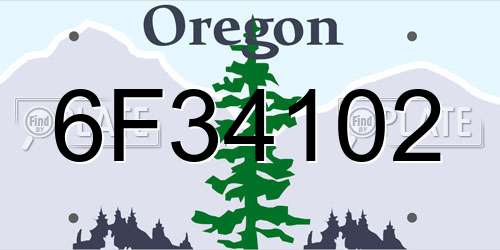 6F34102 Oregon License Plate