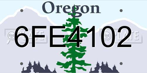 6FE4102 Oregon License Plate