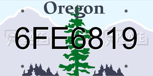 6FE6819 Oregon License Plate