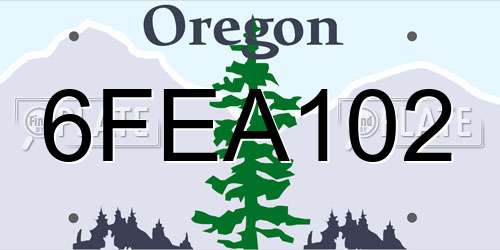 6FEA102 Oregon License Plate