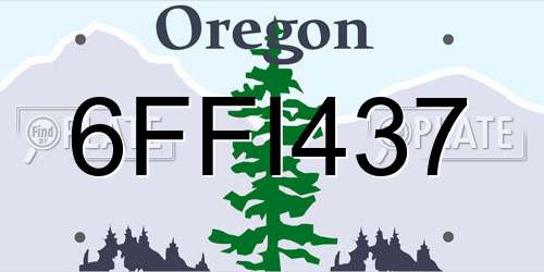 6FFI437 Oregon License Plate